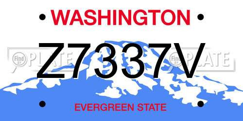 Z7337V Washington License Plate