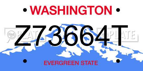 Z73664T Washington License Plate