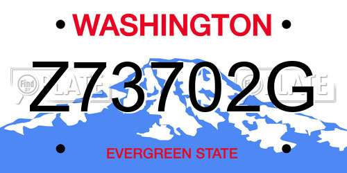 Z73702G Washington License Plate