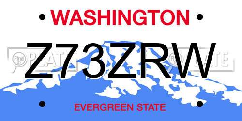 Z73ZRW Washington License Plate