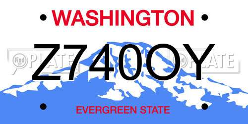 Z740OY Washington License Plate