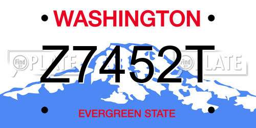 Z7452T Washington License Plate