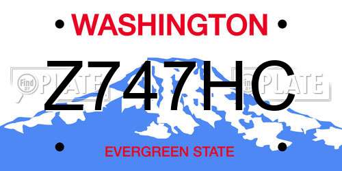 Z747HC Washington License Plate