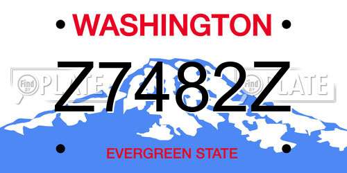 Z7482Z Washington License Plate