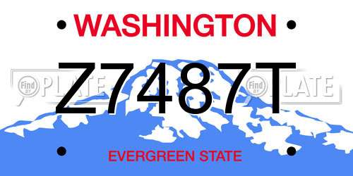 Z7487T Washington License Plate