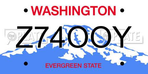 Z74OOY Washington License Plate
