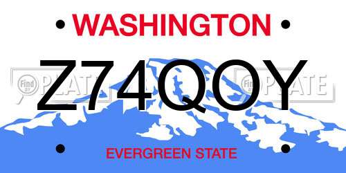 Z74QOY Washington License Plate