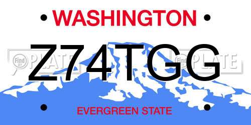 Z74TGG Washington License Plate