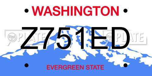 Z751ED Washington License Plate