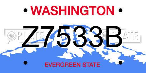 Z7533B Washington License Plate