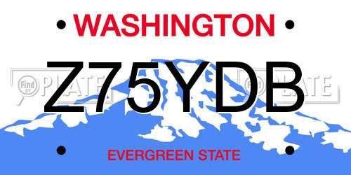 Z75YDB Washington License Plate