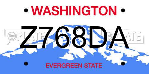 Z768DA Washington License Plate