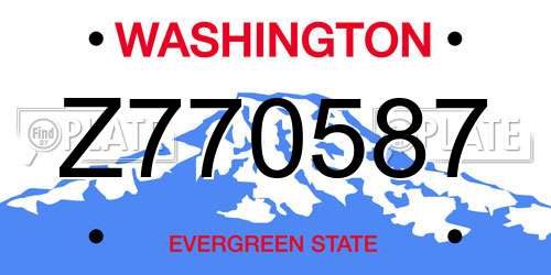 Z770587 Washington License Plate