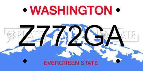 Z772GA Washington License Plate