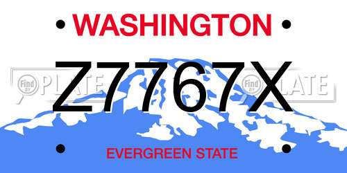 Z7767X Washington License Plate