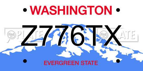 Z776TX Washington License Plate