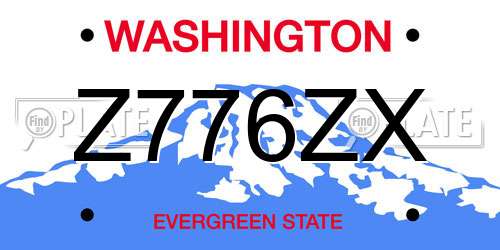 Z776ZX Washington License Plate