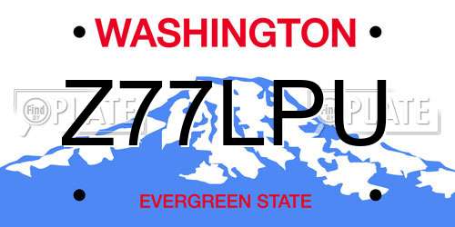 Z77LPU Washington License Plate