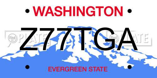Z77TGA Washington License Plate