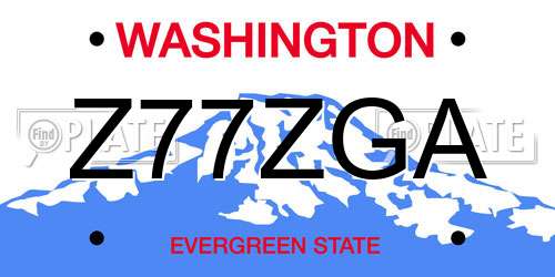 Z77ZGA Washington License Plate