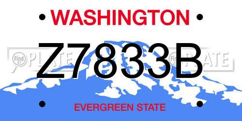 Z7833B Washington License Plate