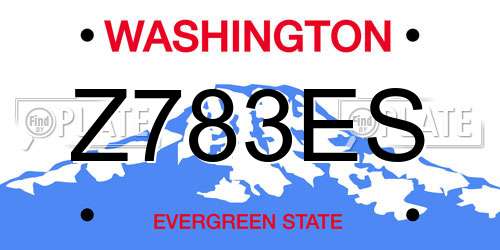 Z783ES Washington License Plate