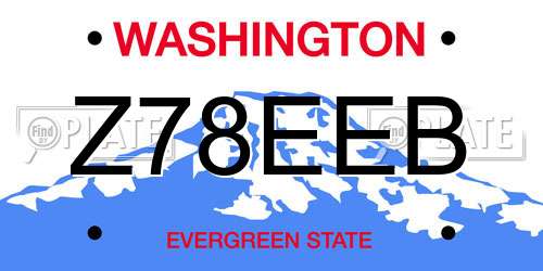 Z78EEB Washington License Plate