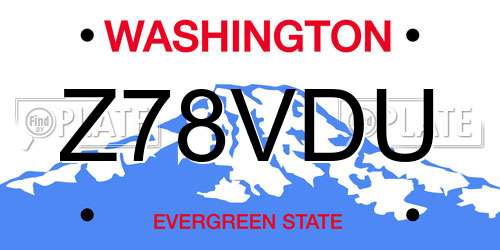Z78VDU Washington License Plate