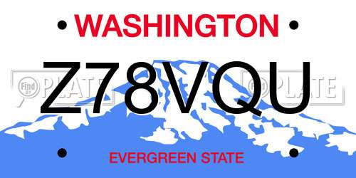 Z78VQU Washington License Plate