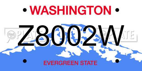 Z8002W Washington License Plate
