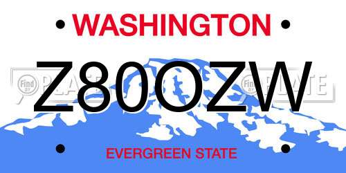 Z80OZW Washington License Plate