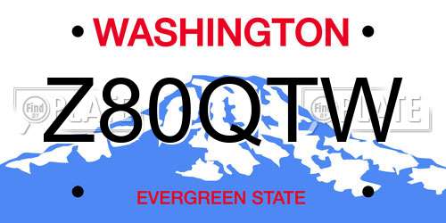 Z80QTW Washington License Plate