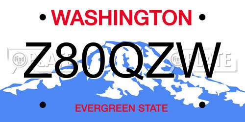 Z80QZW Washington License Plate
