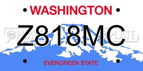 Z818MC Washington License Plate