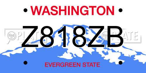 Z818ZB Washington License Plate