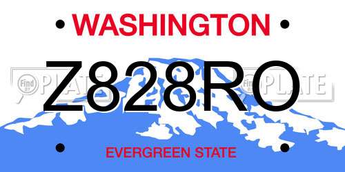 Z828RO Washington License Plate