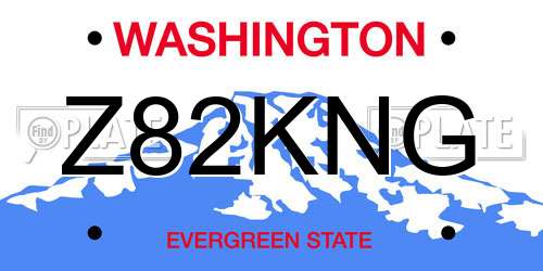 Z82KNG Washington License Plate