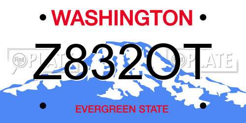 Z832OT Washington License Plate