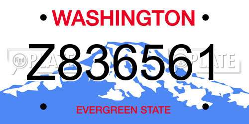Z836561 Washington License Plate