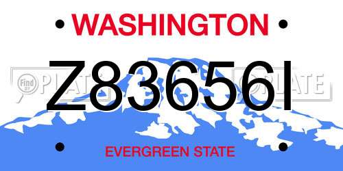 Z83656I Washington License Plate