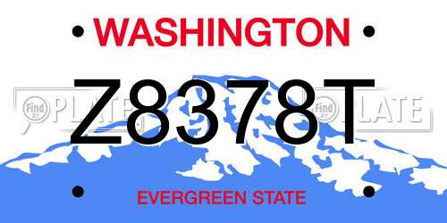 Z8378T Washington License Plate