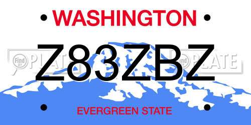 Z83ZBZ Washington License Plate