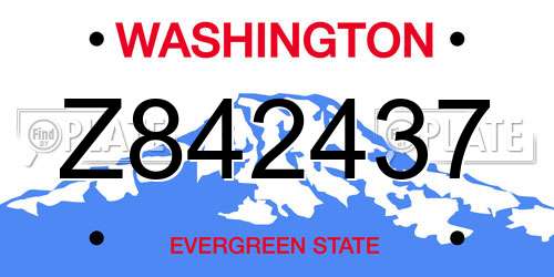 Z842437 Washington License Plate