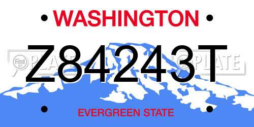 Z84243T Washington License Plate