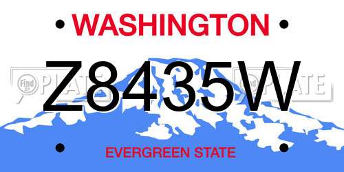 Z8435W Washington License Plate