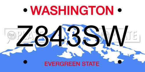Z843SW Washington License Plate