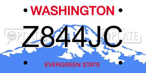 Z844JC Washington License Plate