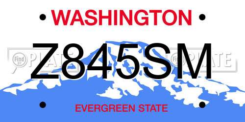 Z845SM Washington License Plate