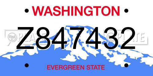 Z847432 Washington License Plate