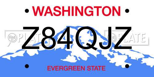 Z84QJZ Washington License Plate